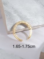 Copper 18K Gold Plated Silver Plated IG Style Simple Style Toggle Hollow Out Inlay Geometric Pearl Shell Zircon Open Rings main image 2