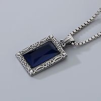 1 Piece 304 Stainless Steel Glass Square Pendant Chain main image 4