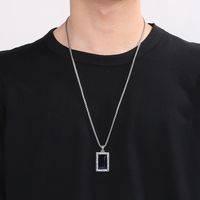 1 Piece 304 Stainless Steel Glass Square Pendant Chain main image 8