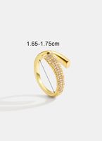 Copper 18K Gold Plated Silver Plated IG Style Simple Style Toggle Hollow Out Inlay Geometric Pearl Shell Zircon Open Rings main image 4