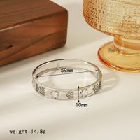 304 Stainless Steel 18K Gold Plated IG Style Casual Simple Style Enamel Inlay Water Droplets Flower Zircon Bangle sku image 3