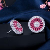 1 Pair Sweet Simple Style Heart Shape Plating Inlay Copper Zircon White Gold Plated Rhodium Plated Ear Studs sku image 2