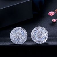 1 Pair Sweet Simple Style Heart Shape Plating Inlay Copper Zircon White Gold Plated Rhodium Plated Ear Studs sku image 1