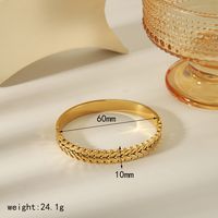 304 Stainless Steel 18K Gold Plated Simple Style Commute Plating Leaf Petal Bangle sku image 3