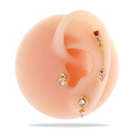 1 Piece Ear Cartilage Rings & Studs Simple Style Classic Style Heart Shape Butterfly Copper Inlay Zircon Ear Cartilage Rings & Studs main image 2