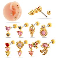 1 Piece Ear Cartilage Rings & Studs Simple Style Classic Style Heart Shape Butterfly Copper Inlay Zircon Ear Cartilage Rings & Studs main image 11