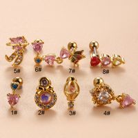 1 Piece Ear Cartilage Rings & Studs Simple Style Classic Style Heart Shape Butterfly Copper Inlay Zircon Ear Cartilage Rings & Studs main image 3