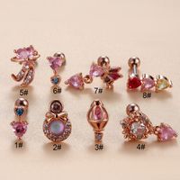 1 Piece Ear Cartilage Rings & Studs Simple Style Classic Style Heart Shape Butterfly Copper Inlay Zircon Ear Cartilage Rings & Studs main image 5