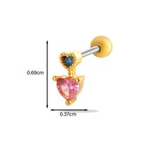 1 Piece Ear Cartilage Rings & Studs Simple Style Classic Style Heart Shape Butterfly Copper Inlay Zircon Ear Cartilage Rings & Studs sku image 4