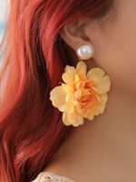 1 Pair Cute Sweet Flower Cloth Drop Earrings main image 4