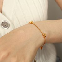 Titan Stahl 18 Karat Vergoldet Elegant Einfacher Stil Klassischer Stil Überzug Herzform Armbänder Halskette main image 2