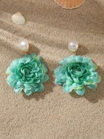 1 Pair Cute Sweet Flower Cloth Drop Earrings sku image 3