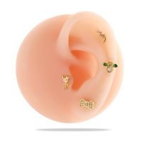 1 Piece Ear Cartilage Rings & Studs Simple Style Classic Style Star Heart Shape Bow Knot Copper Heart Star Bowknot Zircon Ear Cartilage Rings & Studs main image 2