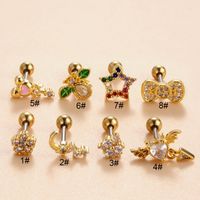 1 Piece Ear Cartilage Rings & Studs Simple Style Classic Style Star Heart Shape Bow Knot Copper Heart Star Bowknot Zircon Ear Cartilage Rings & Studs main image 3
