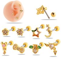 1 Piece Ear Cartilage Rings & Studs Simple Style Classic Style Star Heart Shape Bow Knot Copper Heart Star Bowknot Zircon Ear Cartilage Rings & Studs main image 10