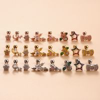 1 Piece Ear Cartilage Rings & Studs Simple Style Classic Style Star Heart Shape Bow Knot Copper Heart Star Bowknot Zircon Ear Cartilage Rings & Studs main image 1