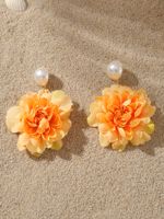 1 Pair Cute Sweet Flower Cloth Drop Earrings sku image 1