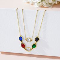 201 Stainless Steel 18K Gold Plated Simple Style Layered Plating Diamond Color Block Rhinestones Double Layer Necklaces main image 1