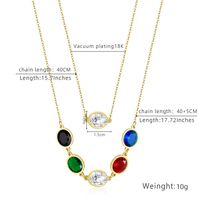 201 Stainless Steel 18K Gold Plated Simple Style Layered Plating Diamond Color Block Rhinestones Double Layer Necklaces main image 7