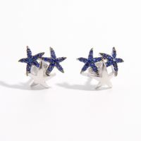 1 Pair Romantic Shiny Star Inlay Sterling Silver Zircon 14K Gold Plated White Gold Plated Ear Studs main image 4