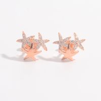 1 Pair Romantic Shiny Star Inlay Sterling Silver Zircon 14K Gold Plated White Gold Plated Ear Studs main image 3