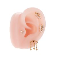 1 Piece Ear Cartilage Rings & Studs Simple Style Classic Style Leaves Chain Pure Titanium Inlay Zircon Ear Cartilage Rings & Studs main image 4