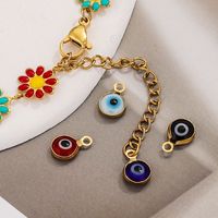 Color-Preserving Stainless Steel Plated 18K Real Gold 6mm Single/Double-Ring Double-Sided Oil Dripping Devil Eye Pendant Diy Connection Accessories main image 3