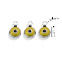 Color-Preserving Stainless Steel Plated 18K Real Gold 6mm Single/Double-Ring Double-Sided Oil Dripping Devil Eye Pendant Diy Connection Accessories sku image 1