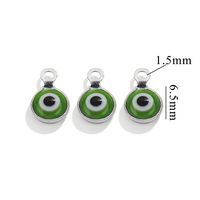 Color-Preserving Stainless Steel Plated 18K Real Gold 6mm Single/Double-Ring Double-Sided Oil Dripping Devil Eye Pendant Diy Connection Accessories sku image 4