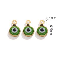 Color-Preserving Stainless Steel Plated 18K Real Gold 6mm Single/Double-Ring Double-Sided Oil Dripping Devil Eye Pendant Diy Connection Accessories sku image 16