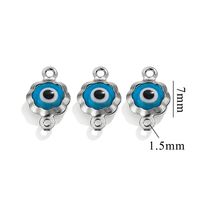 Color-Preserving Stainless Steel Plated 18K Real Gold 6mm Single/Double-Ring Double-Sided Oil Dripping Devil Eye Pendant Diy Connection Accessories sku image 6