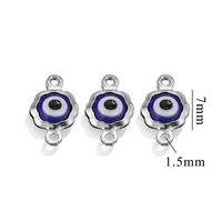 Color-Preserving Stainless Steel Plated 18K Real Gold 6mm Single/Double-Ring Double-Sided Oil Dripping Devil Eye Pendant Diy Connection Accessories sku image 7