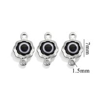 Color-Preserving Stainless Steel Plated 18K Real Gold 6mm Single/Double-Ring Double-Sided Oil Dripping Devil Eye Pendant Diy Connection Accessories sku image 8