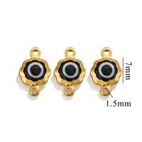 Color-Preserving Stainless Steel Plated 18K Real Gold 6mm Single/Double-Ring Double-Sided Oil Dripping Devil Eye Pendant Diy Connection Accessories sku image 20