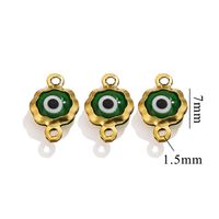 Color-Preserving Stainless Steel Plated 18K Real Gold 6mm Single/Double-Ring Double-Sided Oil Dripping Devil Eye Pendant Diy Connection Accessories sku image 21