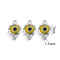 Color-Preserving Stainless Steel Plated 18K Real Gold 6mm Single/Double-Ring Double-Sided Oil Dripping Devil Eye Pendant Diy Connection Accessories sku image 11