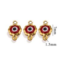 Color-Preserving Stainless Steel Plated 18K Real Gold 6mm Single/Double-Ring Double-Sided Oil Dripping Devil Eye Pendant Diy Connection Accessories sku image 22