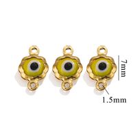 Color-Preserving Stainless Steel Plated 18K Real Gold 6mm Single/Double-Ring Double-Sided Oil Dripping Devil Eye Pendant Diy Connection Accessories sku image 23