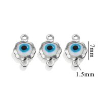 Color-Preserving Stainless Steel Plated 18K Real Gold 6mm Single/Double-Ring Double-Sided Oil Dripping Devil Eye Pendant Diy Connection Accessories sku image 12