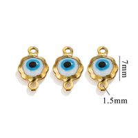 Color-Preserving Stainless Steel Plated 18K Real Gold 6mm Single/Double-Ring Double-Sided Oil Dripping Devil Eye Pendant Diy Connection Accessories sku image 24
