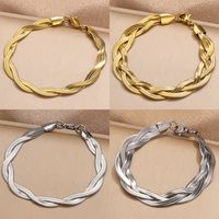 304 Stainless Steel Casual Simple Style Plating Braid Geometric Bracelets Necklace main image 1