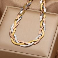 304 Stainless Steel Casual Simple Style Plating Braid Geometric Bracelets Necklace main image 5