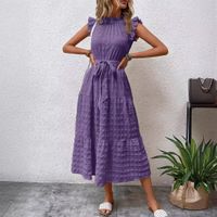 Women's Regular Dress Streetwear Scalloped Neckline Lettuce Trim Sleeveless Solid Color Midi Dress Daily main image 4