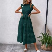Women's Regular Dress Streetwear Scalloped Neckline Lettuce Trim Sleeveless Solid Color Midi Dress Daily main image 5