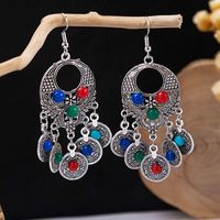 1 Pair Retro Geometric Beaded Plating Chain Alloy Drop Earrings main image 5