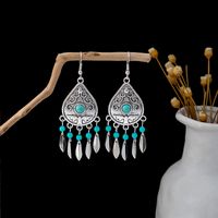 1 Pair Retro Geometric Beaded Plating Chain Alloy Drop Earrings sku image 1