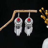 1 Pair Retro Geometric Beaded Plating Chain Alloy Drop Earrings sku image 6