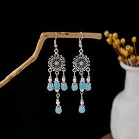 1 Pair Retro Geometric Beaded Plating Chain Alloy Drop Earrings sku image 4