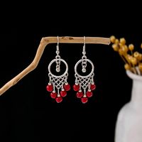 1 Pair Retro Geometric Beaded Plating Chain Alloy Drop Earrings sku image 8