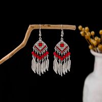 1 Pair Retro Geometric Beaded Plating Chain Alloy Drop Earrings sku image 11